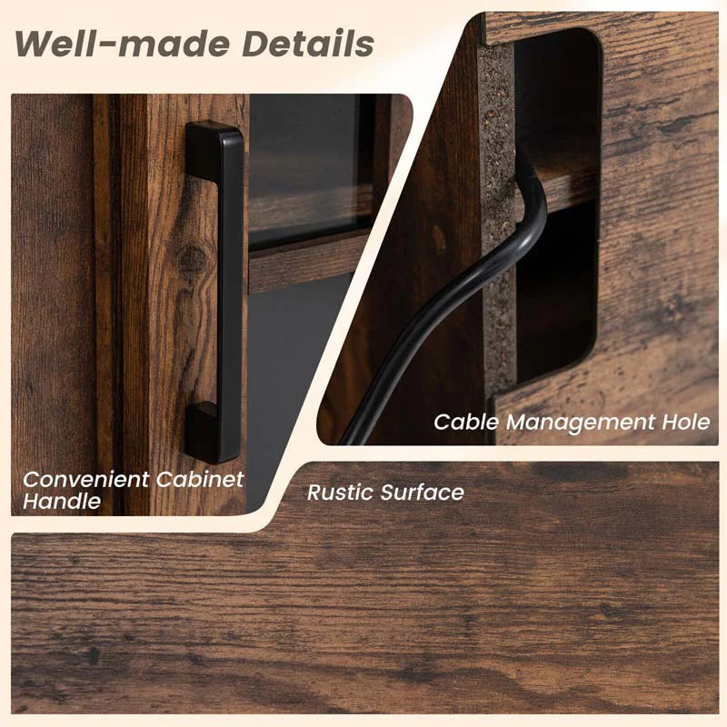 58" TV Console with 23" Fireplace Insert, Fireplace TV Stand for TVs up to 65 Inches, 1400W Electric Fireplace Heater