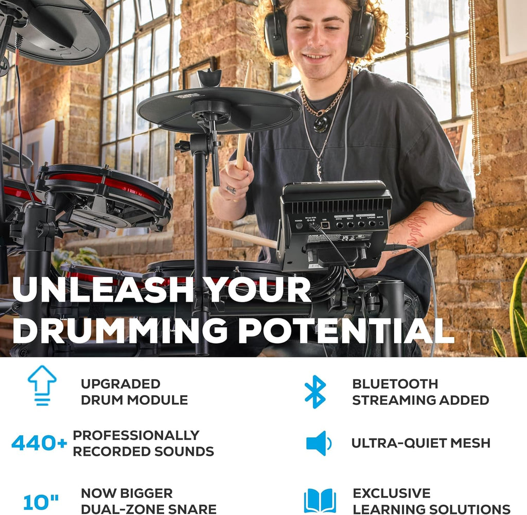 Electronic Drum Set with Mesh Pads and Bluetooth