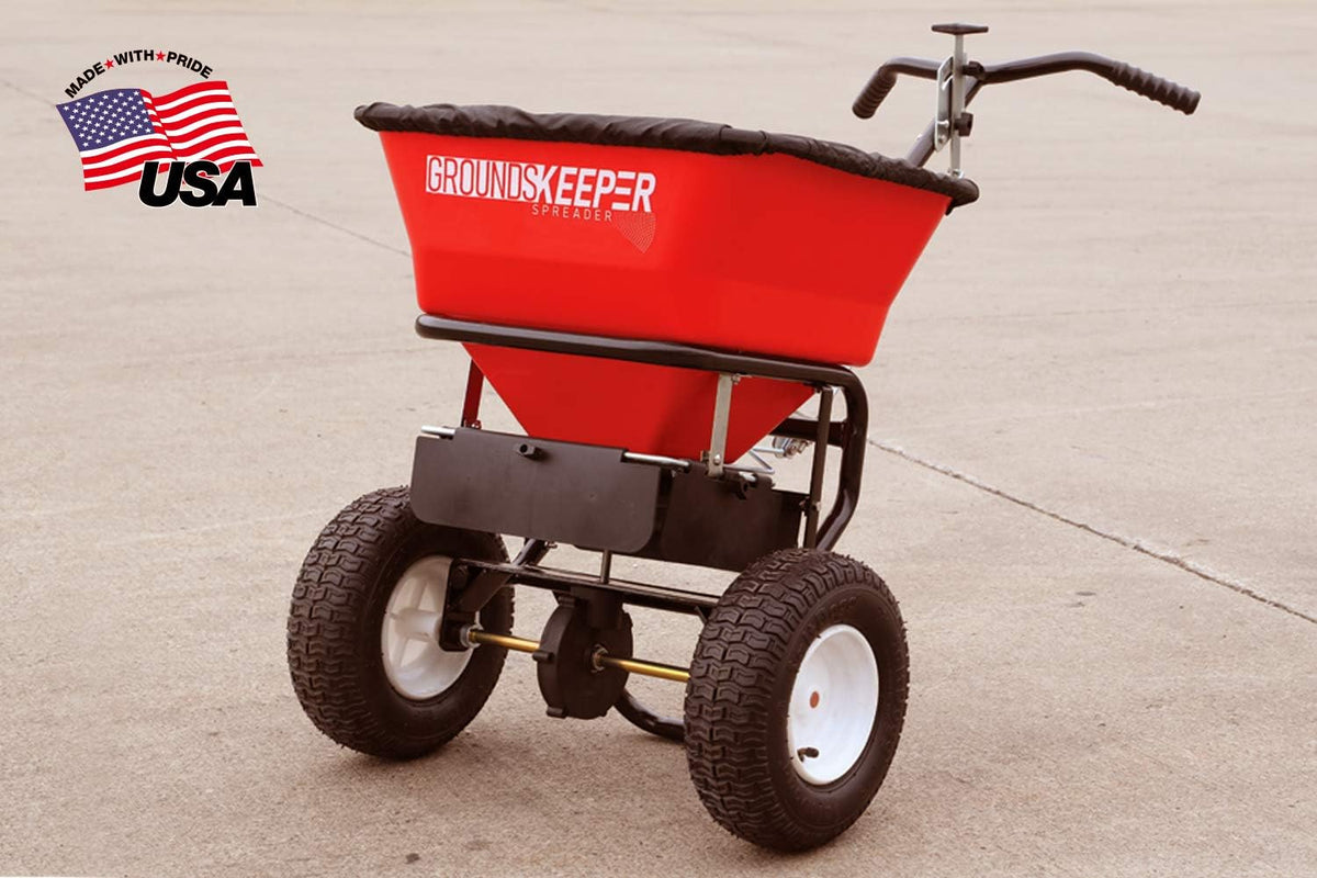 100-Lb. Walk-Behind Push Spreader for Salt, Ice Melt and Snow Melt with Grate and Cover