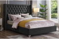 T2380BK Black Velvet Wingback Platform Bed with Nailhead Trim