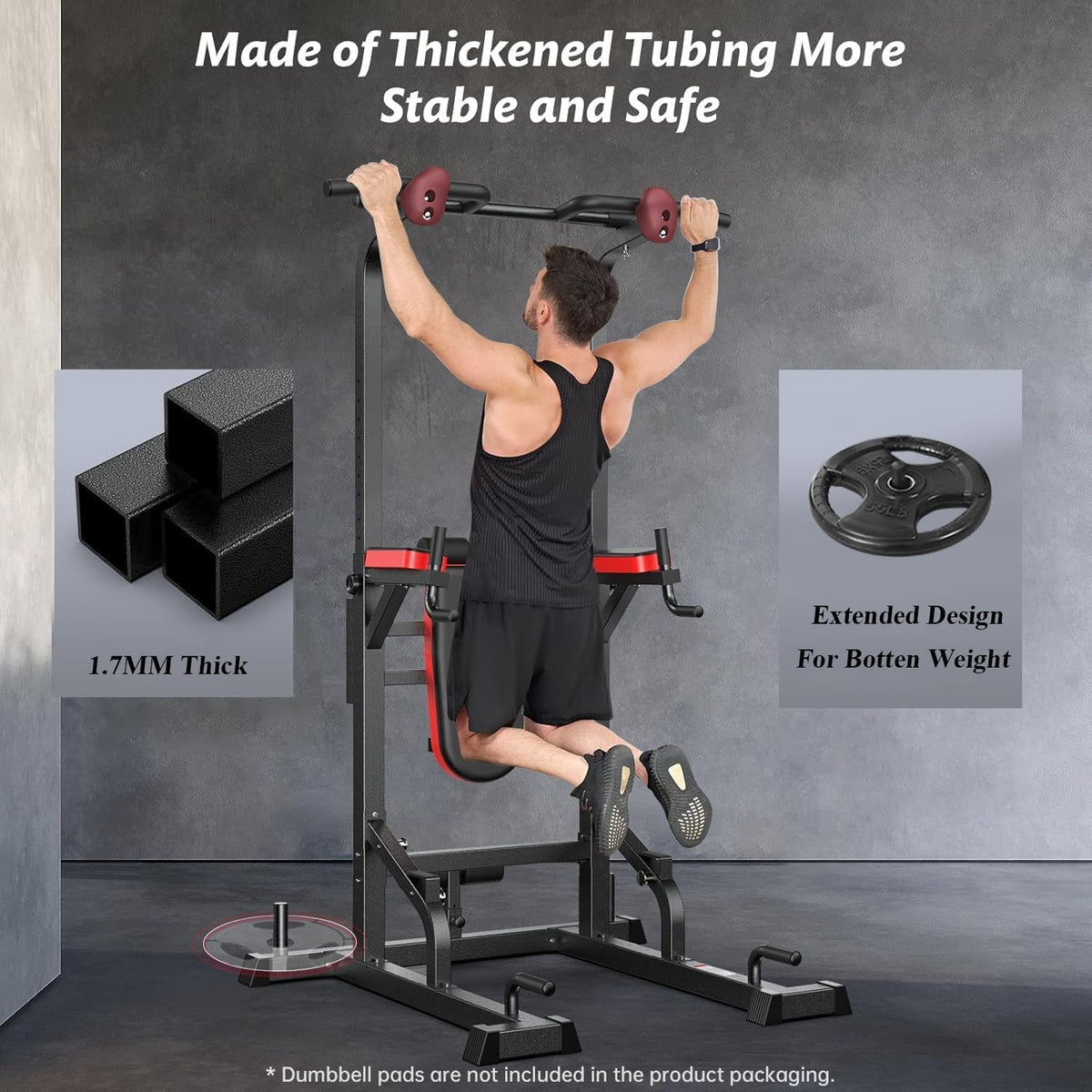 Adjustable Power Tower with Dip Station, Pull-Up Bar and Supine Board