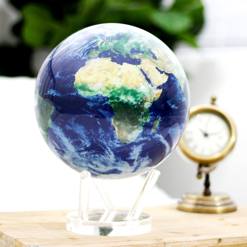 4.5-Inch Self-Rotating Earth Globe with Cloud Design, Light-Powered