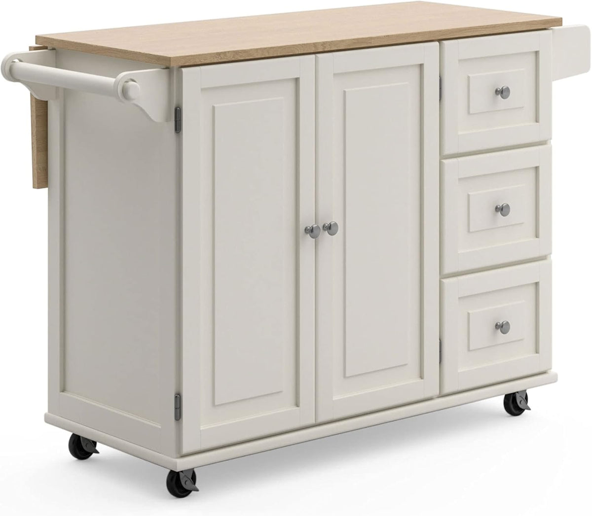 Mobile Kitchen Island Cart with Drop Leaf Breakfast Bar