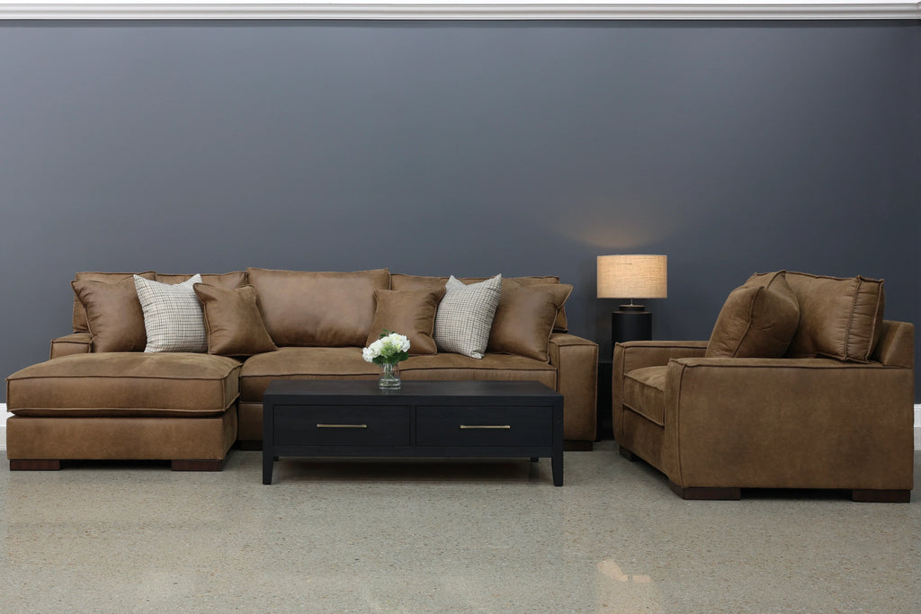 Gembrook LHF Sofa Chaise Tan Leather Air