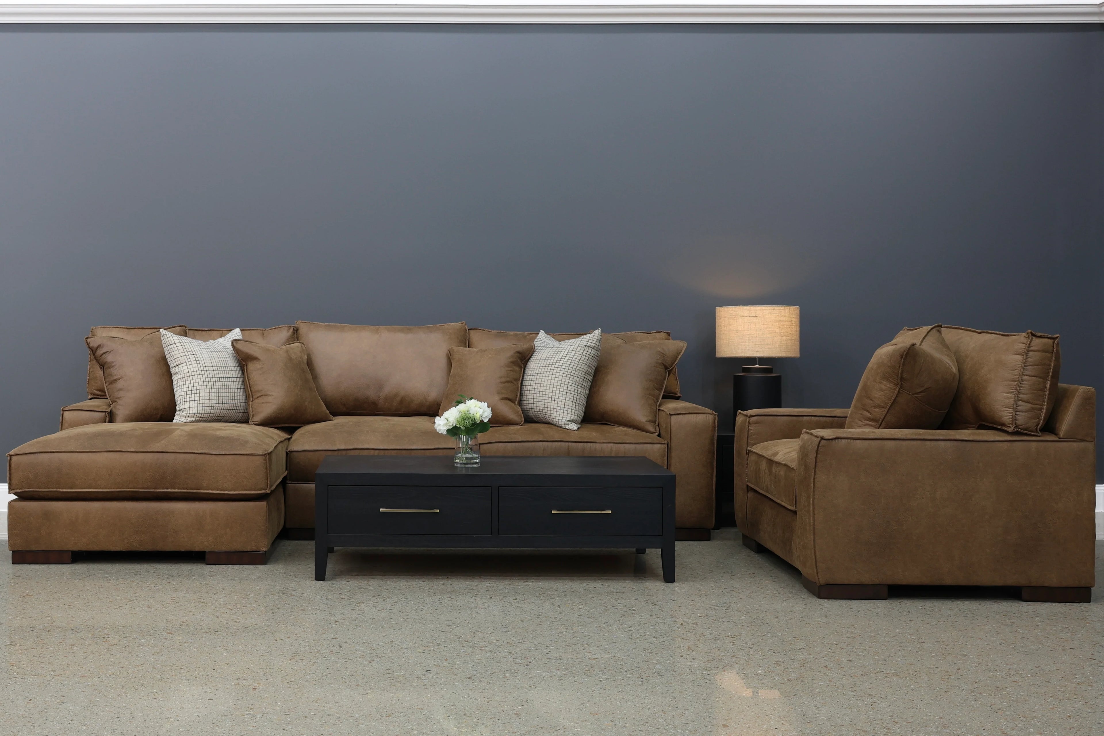 Gembrook LHF Sofa Chaise Tan Leather Air