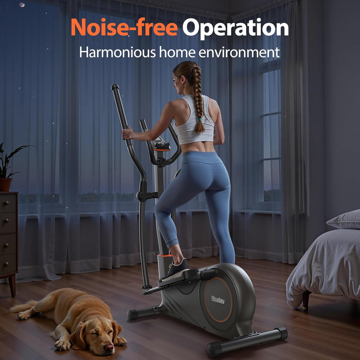 Elliptical Machine with 15.5-20-Inch Adjustable Stride, 16 Resistance Levels, 500-Lb. Capacity
