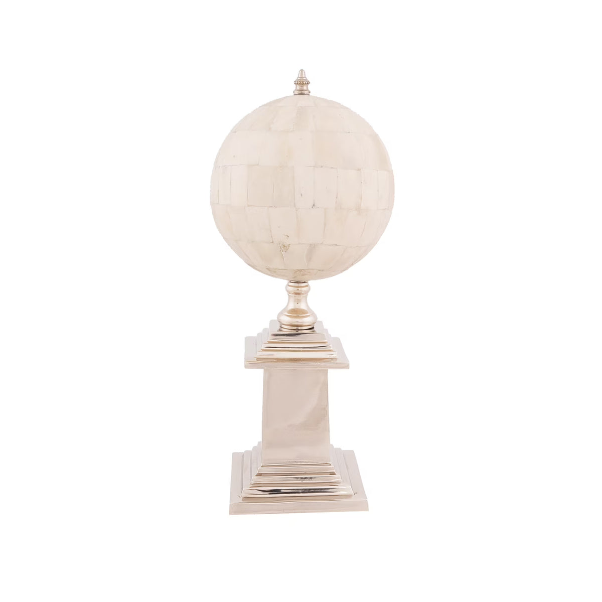 6.5" x 6.5" x 14.5" Bone Globe With Alluminum Base