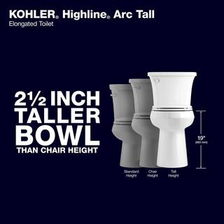 Extra-Tall 2-Piece Elongated Toilet, 1.28 GPF Single Flush, White, Seat Included