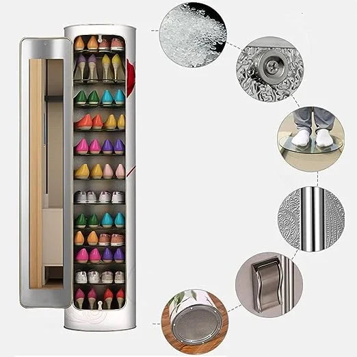 Large-Capacity Multi-Layer Rotating Shoe Cabinet with Mirror and Deodorizer