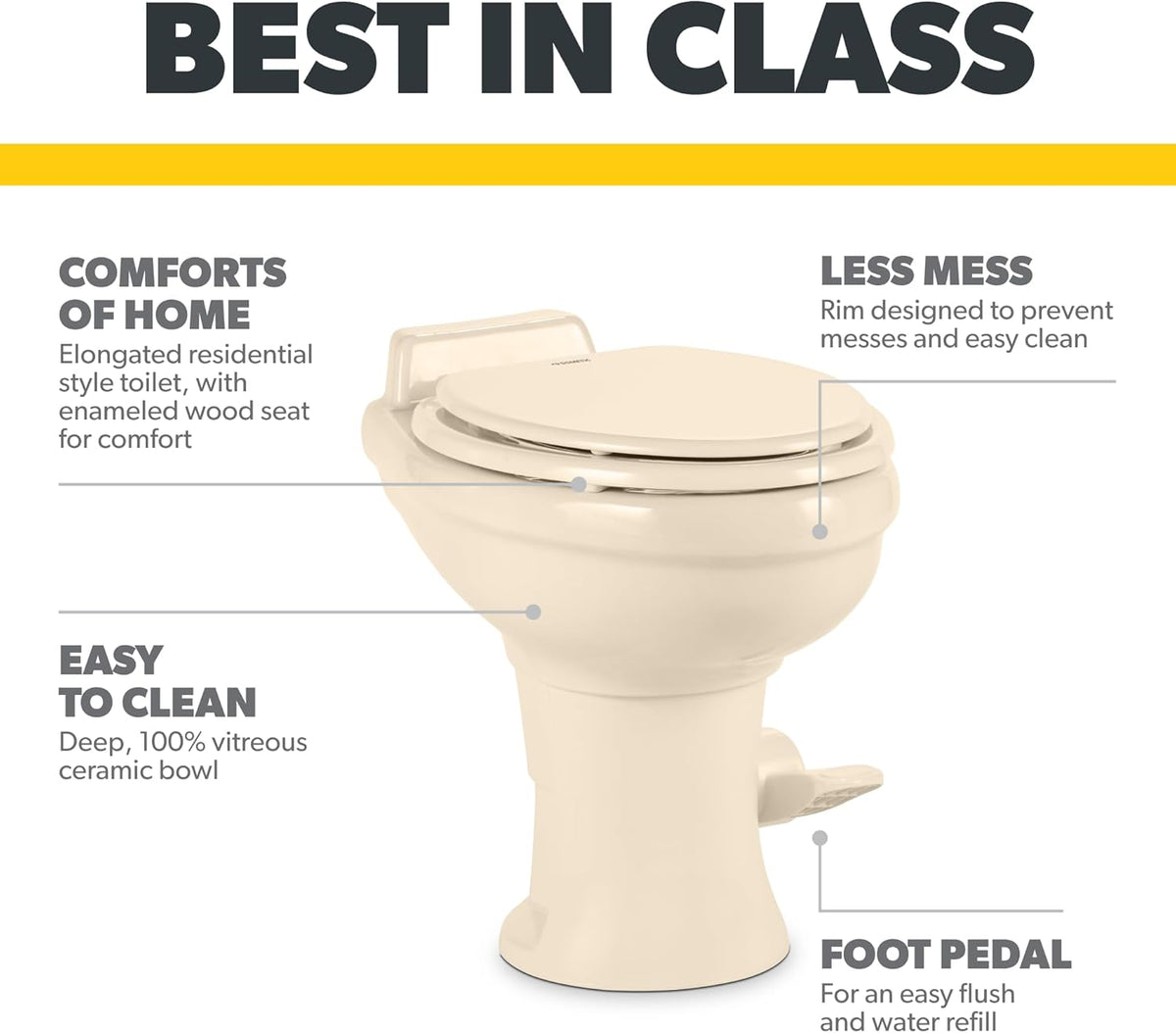Standard-Height RV Toilet, White