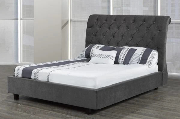 R177 Grandeur Sleigh Upholstered Platform Bed Made in Canada