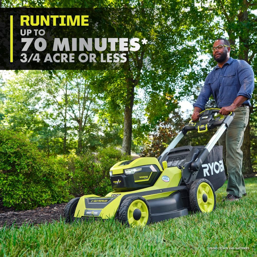 40V Brushless 21-Inch Self-Propelled AWD Lawn Mower with Two 6.0Ah Batteries and Charger