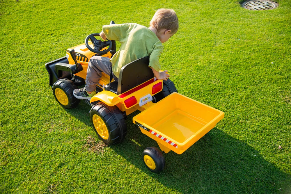 2026 12V Excavator Tractor Trailer Kids Ride On One Seater Electric Truck with RC and Wagon