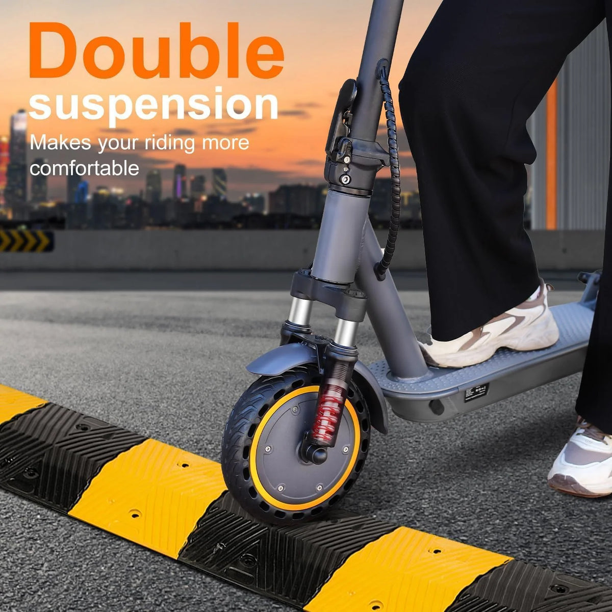 Electric Scooter, 350W/500W Powerful Motor, 8.5"/10" Solid Tires, 19/22Mph, 28/21/12 Miles Range,Dual Braking