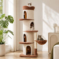 68.5" Forest Cat Tree Tower with 4 Condos & Flower Top Bed, Brown