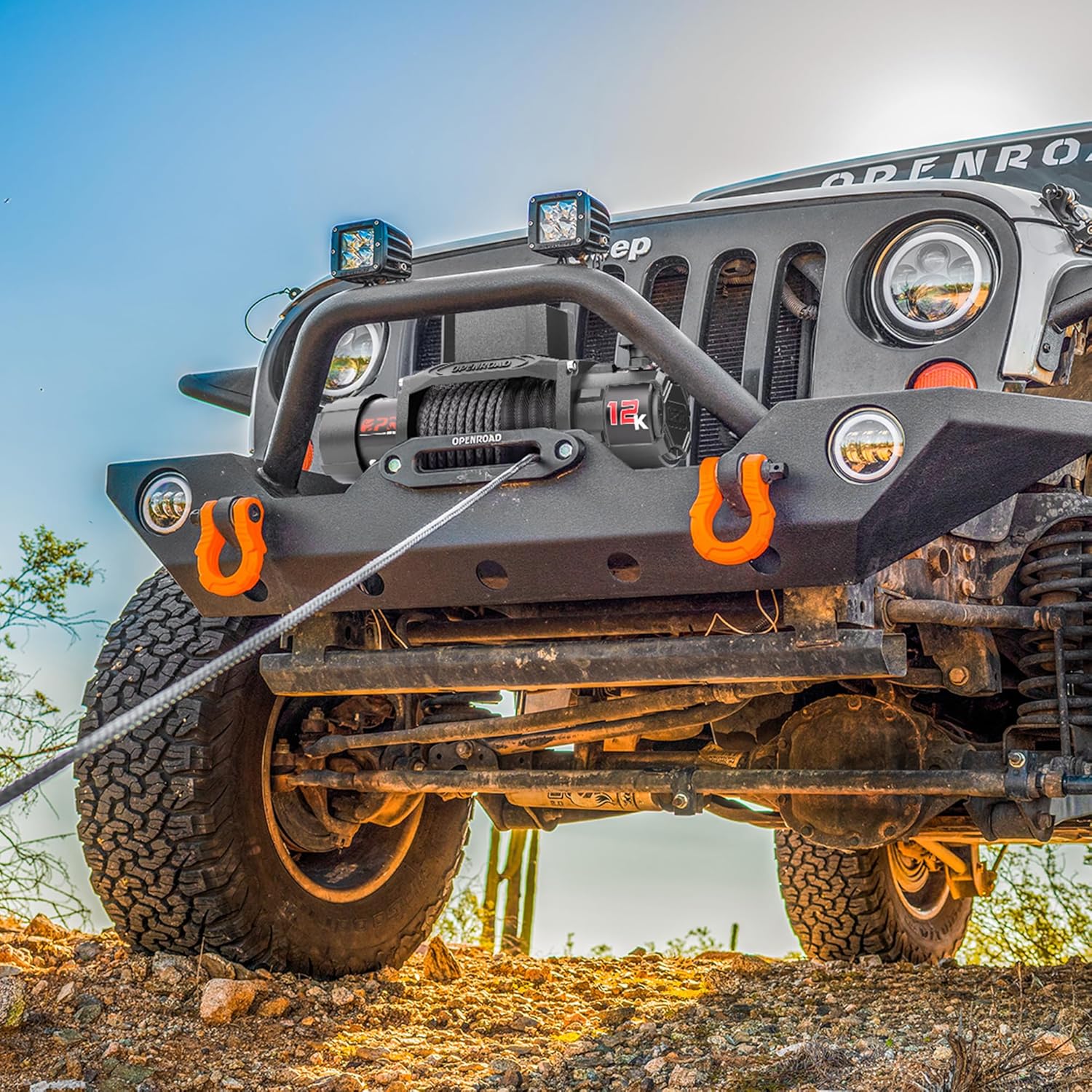 12,000 lb Heavy-Duty Electric Winch with Synthetic Rope and Wireless Remote, Off-Road Winch for Trucks and SUVs