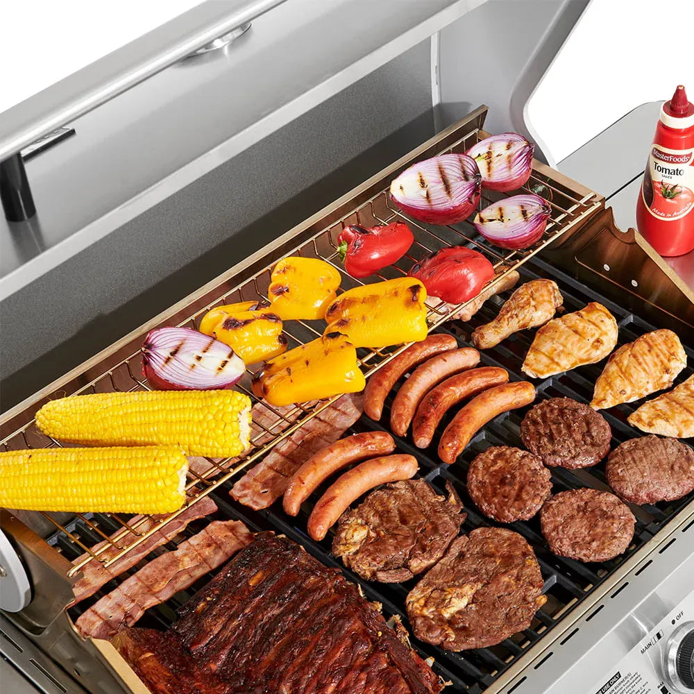 Stainless Steel 4-Burner Propane Gas Grill with Rotisserie