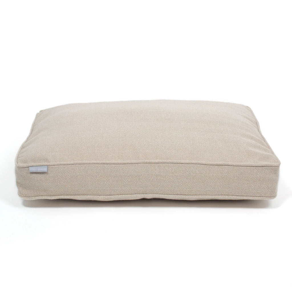 Dog Cushion in Natural Herringbone Tweed