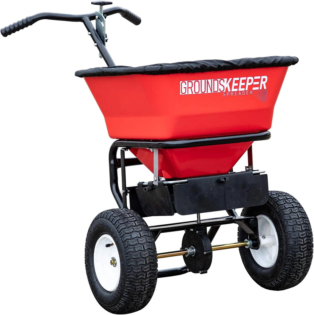 100-Lb. Walk-Behind Push Spreader for Salt, Ice Melt and Snow Melt with Grate and Cover