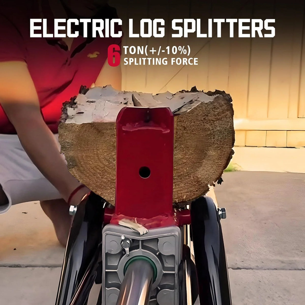 7-Ton Electric Log Splitter, 15 Amp, Horizontal Full-Beam Design with Steel Wedge
