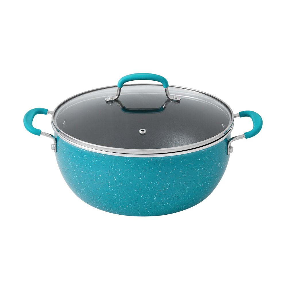 38-Piece Cookware Set with Floral Design, Teal