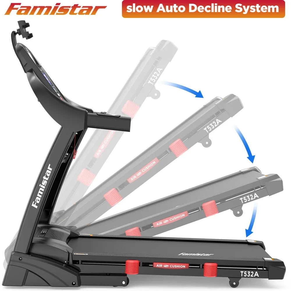 Folding Treadmill for Home with 15-Level Auto Incline, 300-Lb. Capacity and 10 MPH Speed