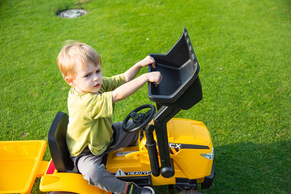 2026 12V Excavator Tractor Trailer Kids Ride On One Seater Electric Truck with RC and Wagon