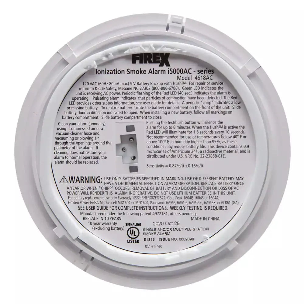 4-Pack Hardwired Smoke Alarms with Ionization Sensors, 120V AC, 9V Battery Backup