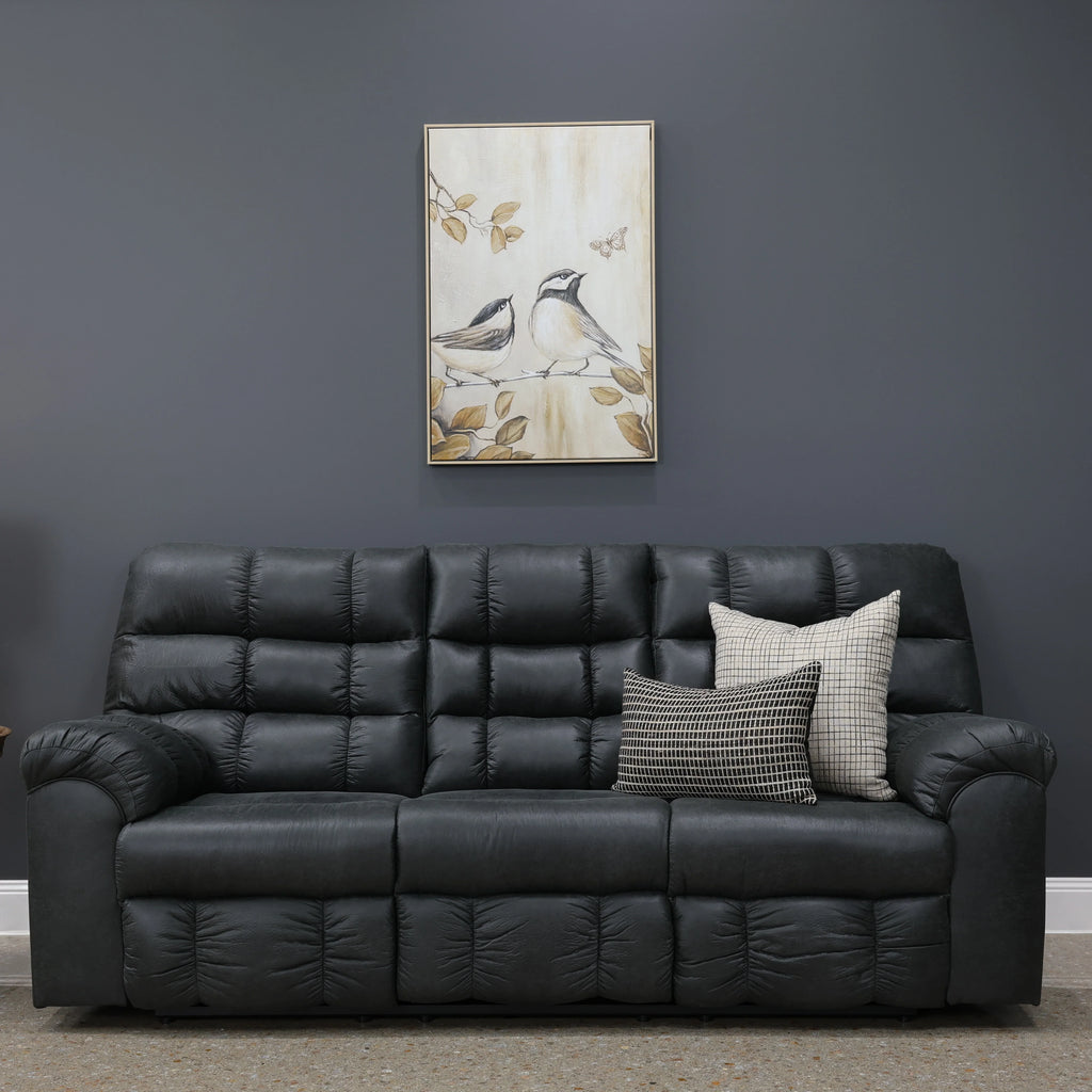 Waldara Reclining Sofa w/ Drop Down Table Charcoal