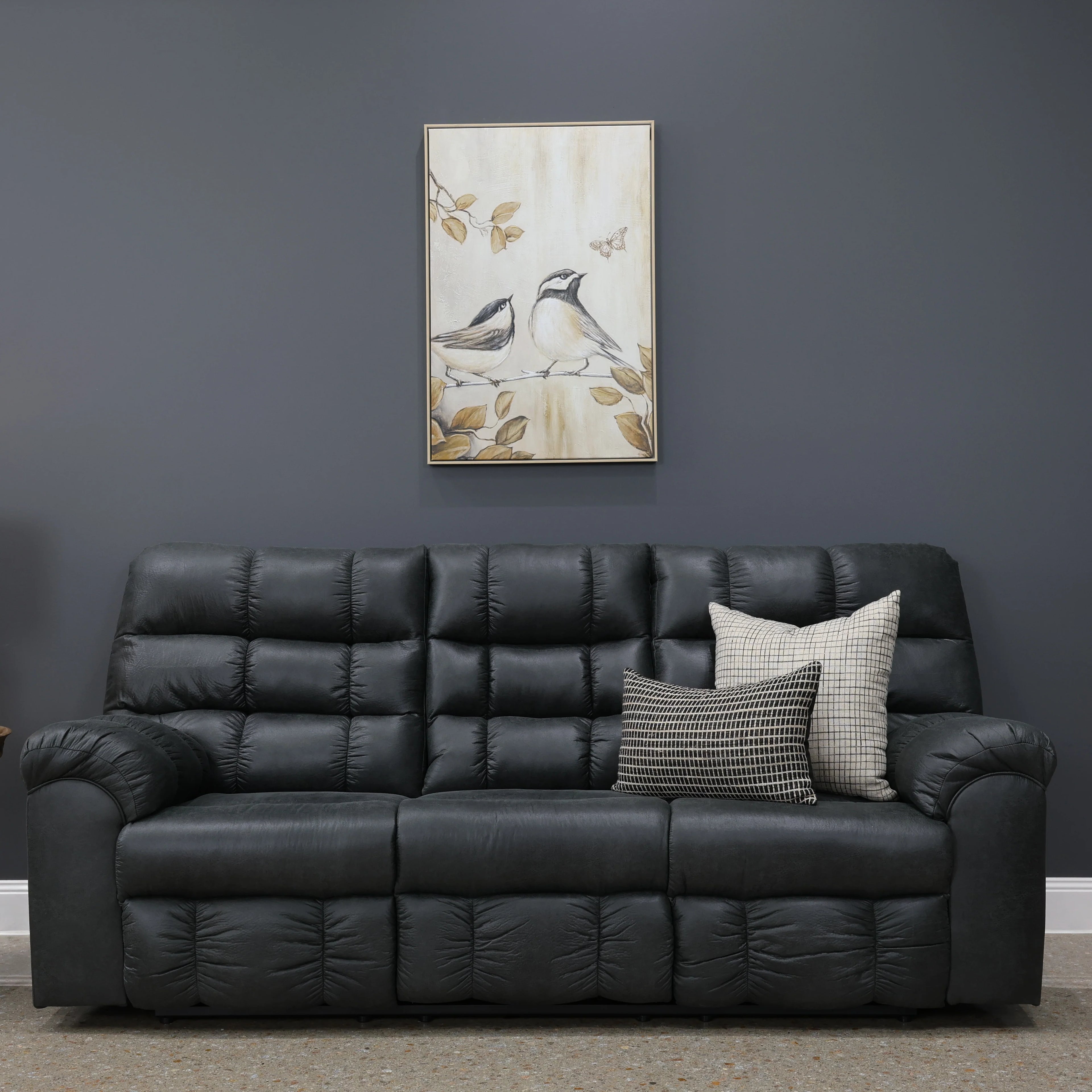 Waldara Reclining Sofa w/ Drop Down Table Charcoal
