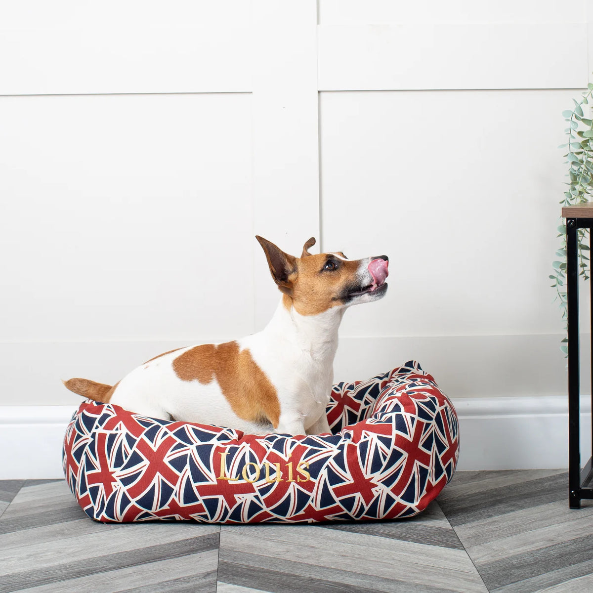 Cozy & Calming Puppy Cage Bed in Union Jack