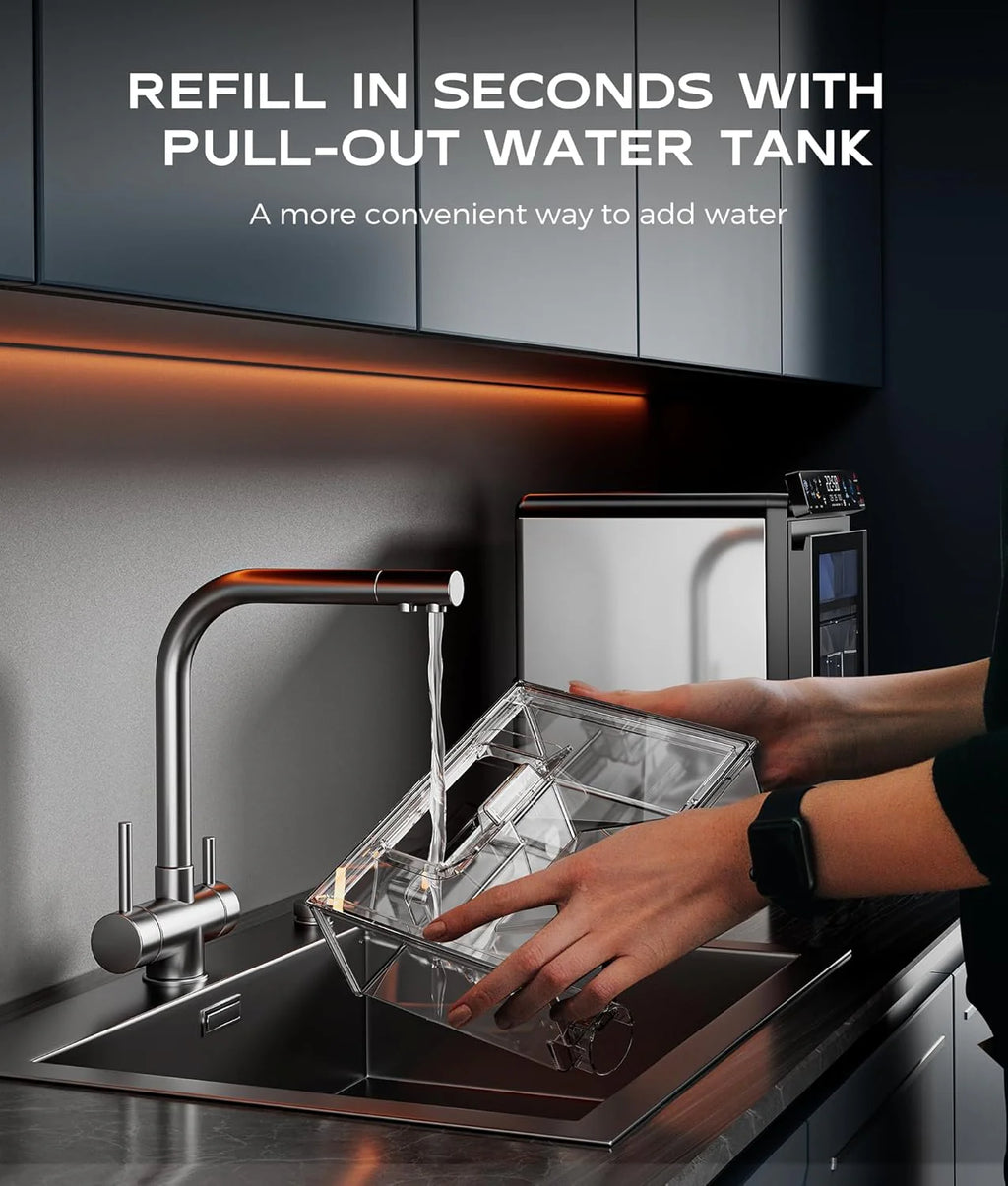 44-Lb./24H Countertop Nugget Ice Maker with App Control and Self-Cleaning, Stainless Steel