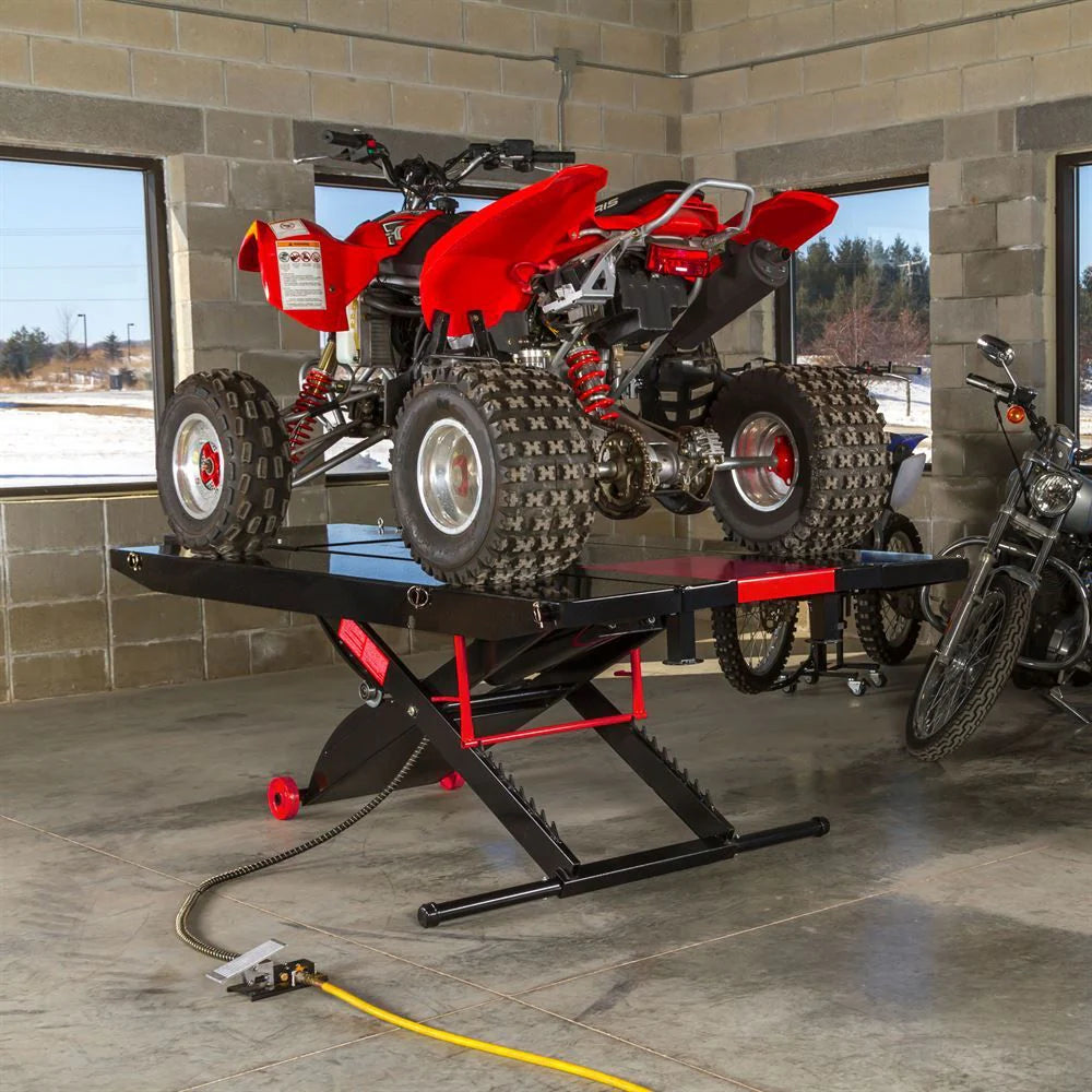 ATV Lift Table and Center Jack, Heavy-Duty Hydraulic Motorcycle and ATV Lift Stand for Garage and Maintenance
