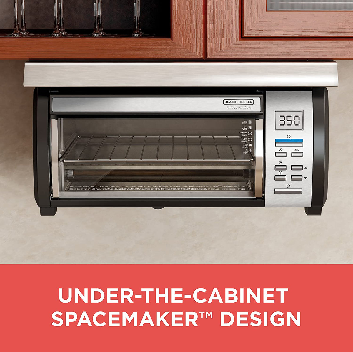 Under-Counter Toaster Oven with Digital Controls, Black/Stainless Steel, Fits 9-Inch Pizza or 4 Slices