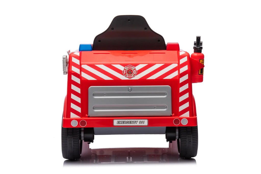 2026 12V Kids Fire Truck Electric Ride On One Seater with Leather Seat and RC
