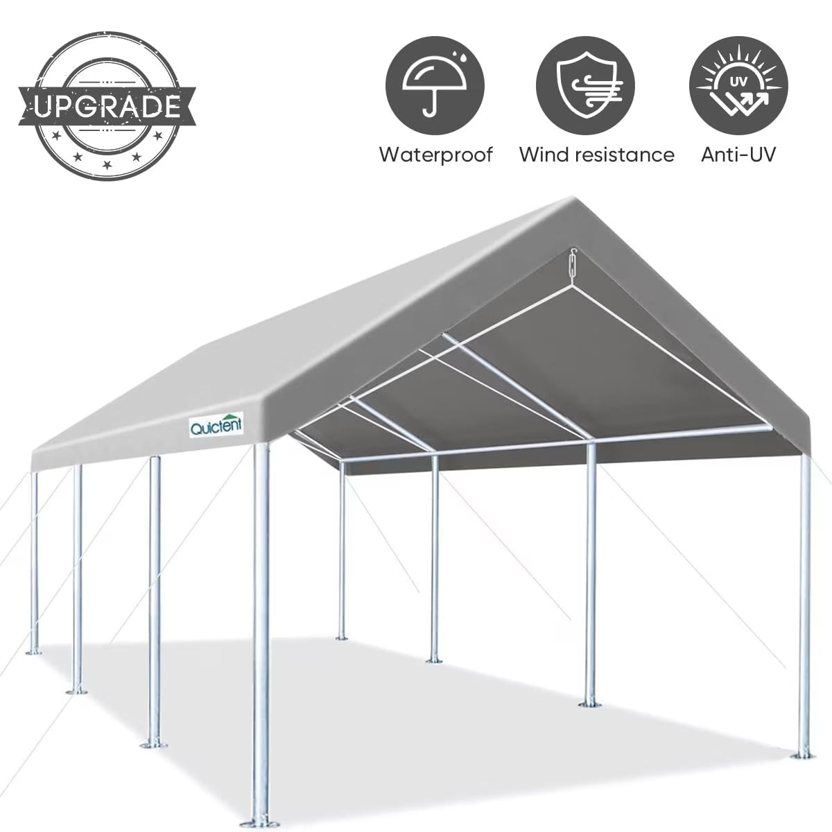 Quictent 10?x 20?x 8.7?Silver Gray Carport