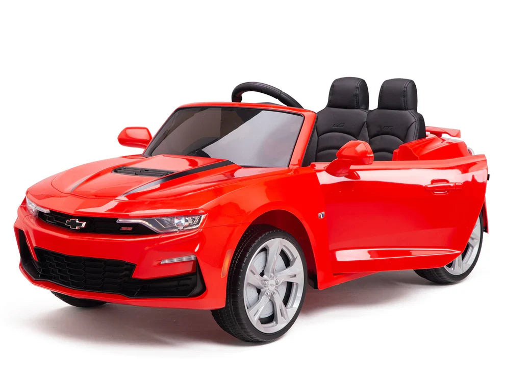 12V Chevrolet Camaro 2SS Kids Ride On One Seater Electric Car with Leather Seat, Rubber Tires and RC