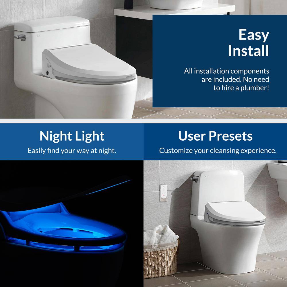 Luxury Electric Bidet Seat for Elongated Toilets, White