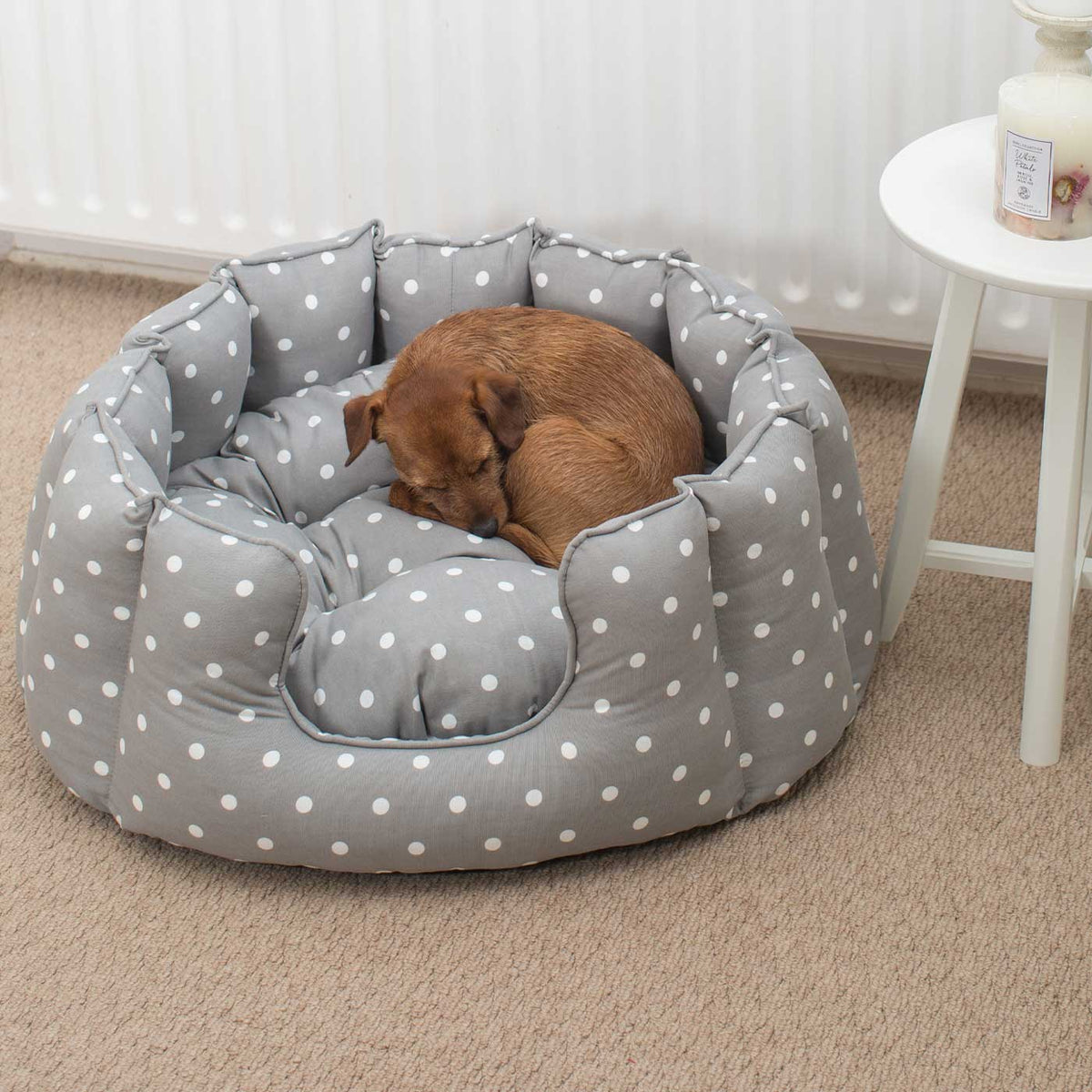 High Wall Bed For Dogs in Spots & Stripes
