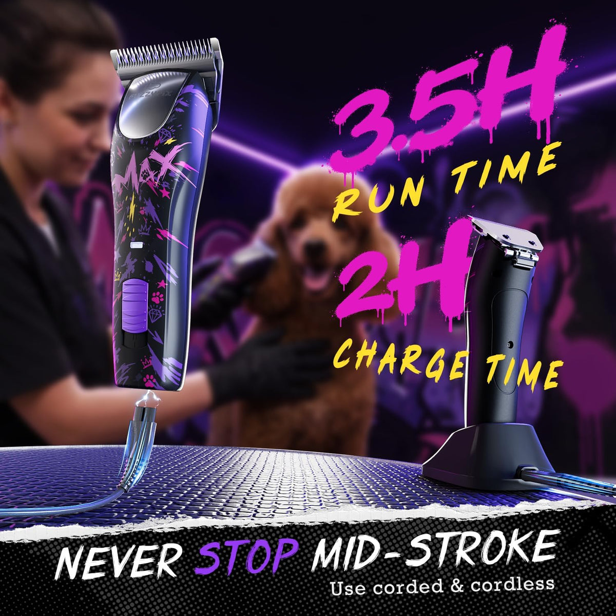 Professional Dog Clippers for Grooming with Detachable Wide Blade