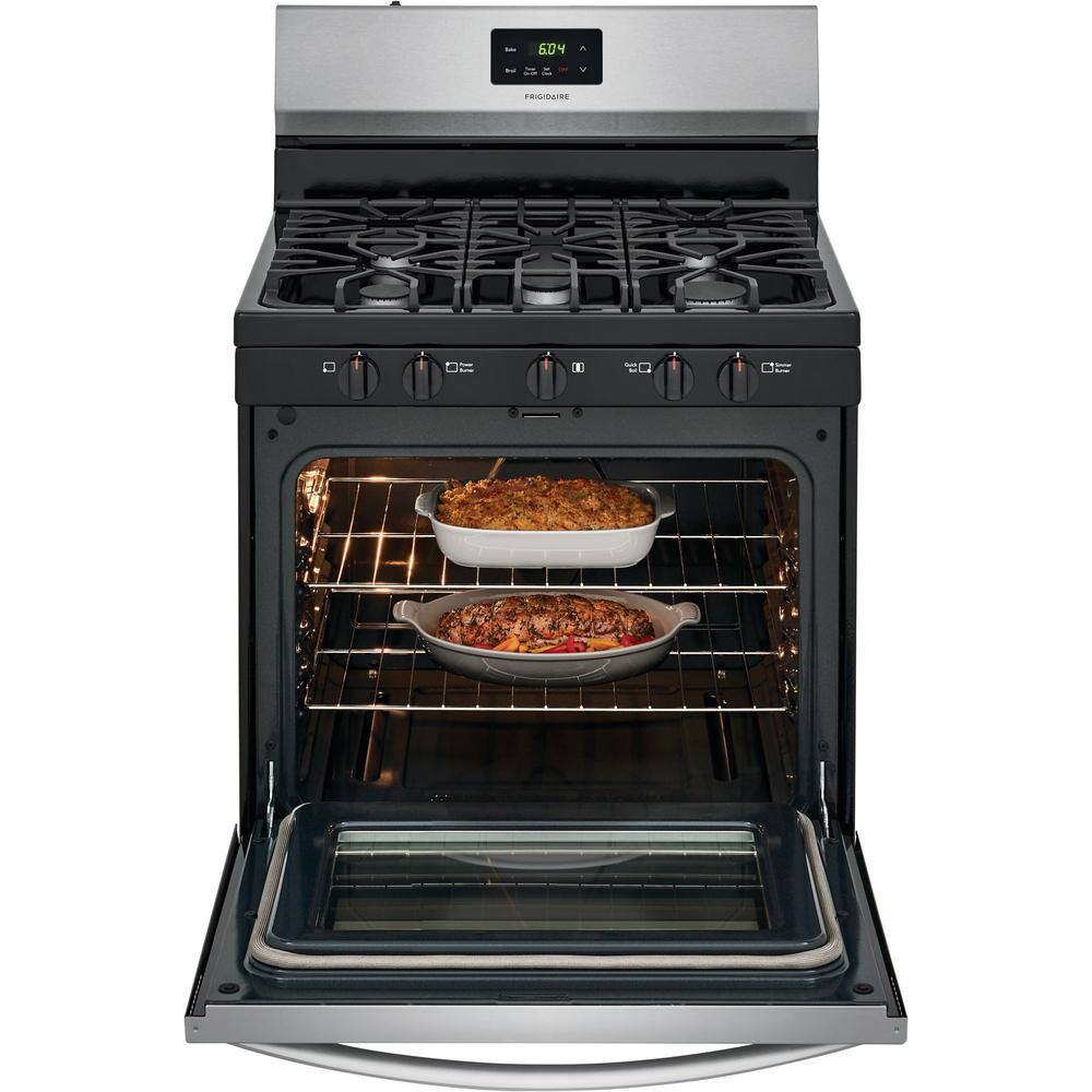 30-Inch 5-Burner Freestanding Gas Range, Stainless Steel