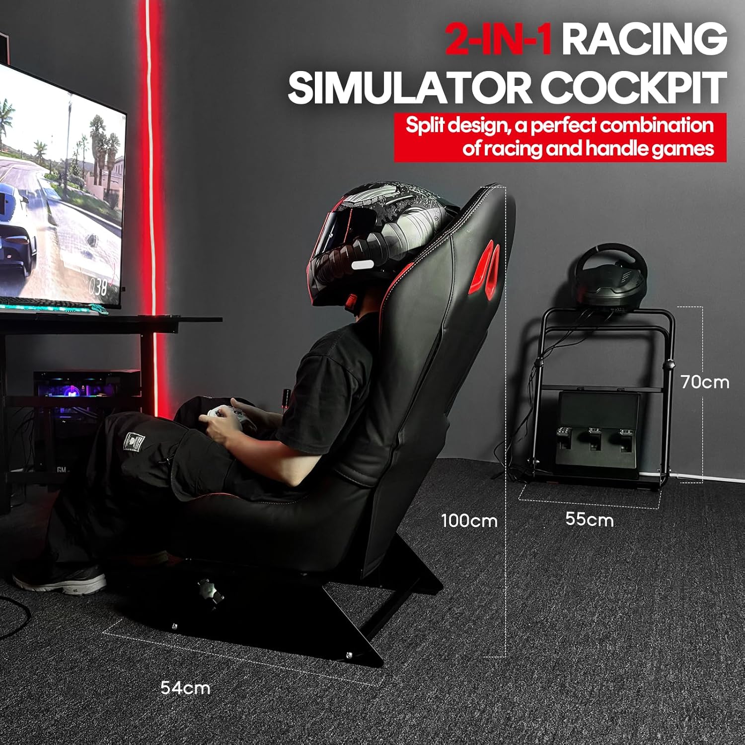 Foldable Racing Simulator Cockpit with Adjustable Racing Seat