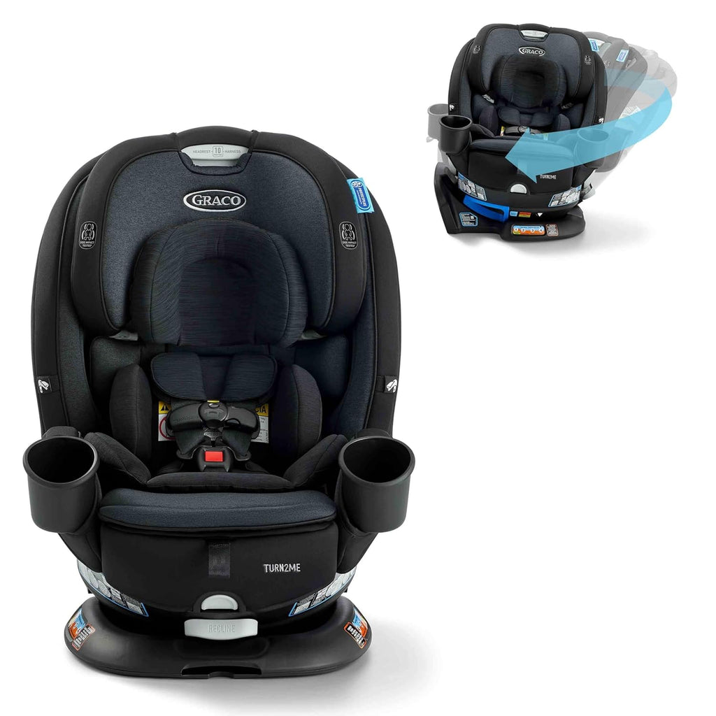 3-in-1 Rotating Convertible Car Seat, 360° Swivel Car Seat for Infants and Toddlers with Adjustable Headrest and Harness