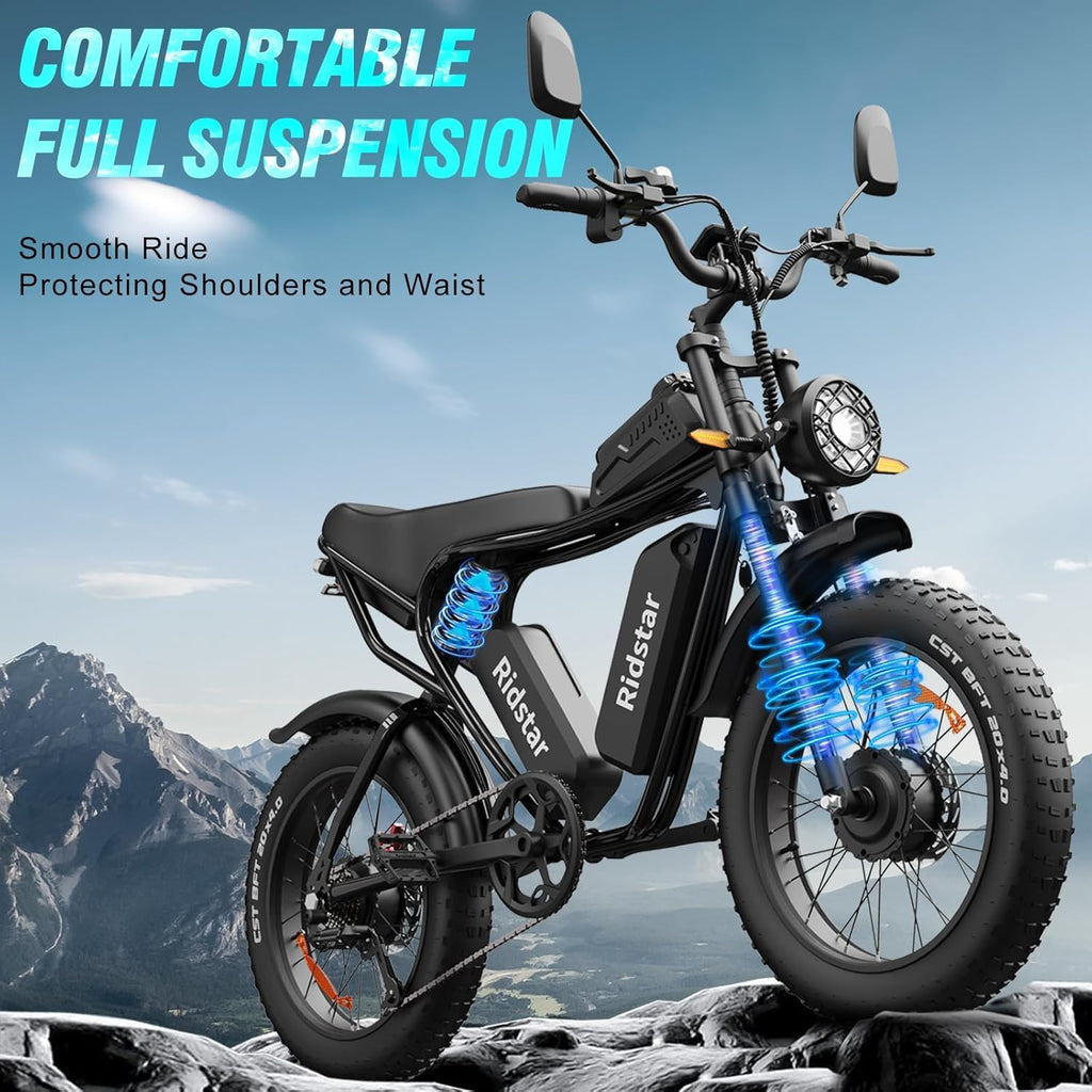 2000W 52V All-Terrain Fat Tire Electric Bike for Adults, 30-180 Mile Range