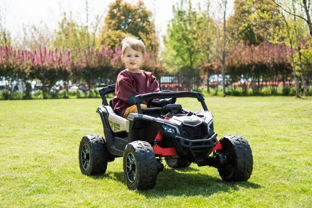 Licensed 24V Can Am Maverick Kids Ride On One Seater UTV, Rubber Tires, Leather Seat with RC