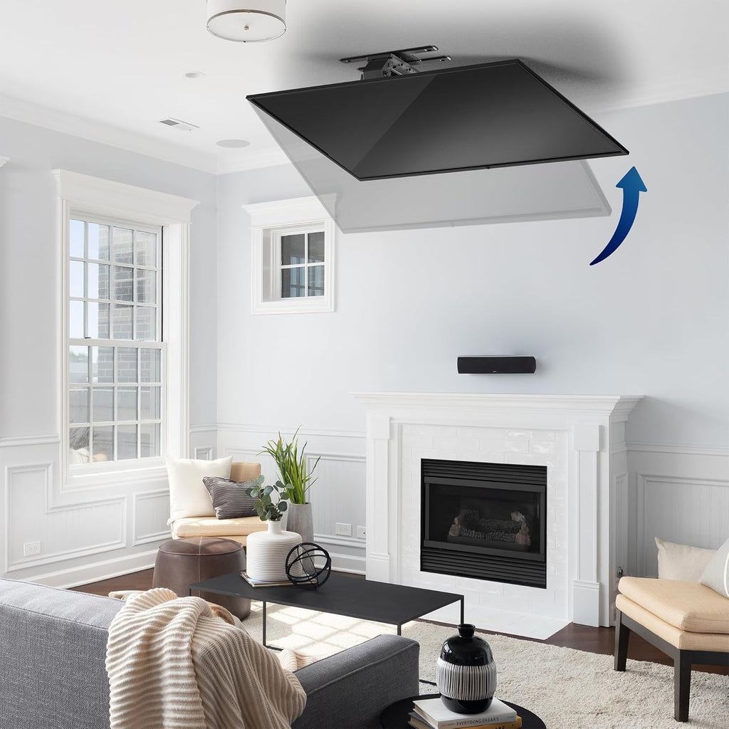 Motorized Electric Ceiling TV Mount for 37-70 Inch TVs, App Control, Black