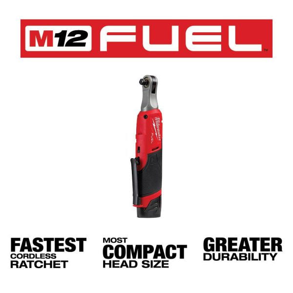 12V Brushless Cordless 3/8-Inch High-Speed Ratchet Kit with 2 Batteries, Charger and Bag