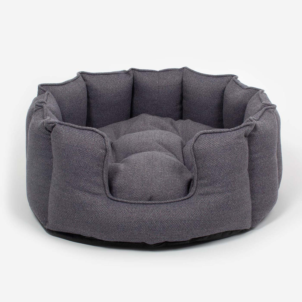 High Wall Bed For Dogs in Herringbone Tweed