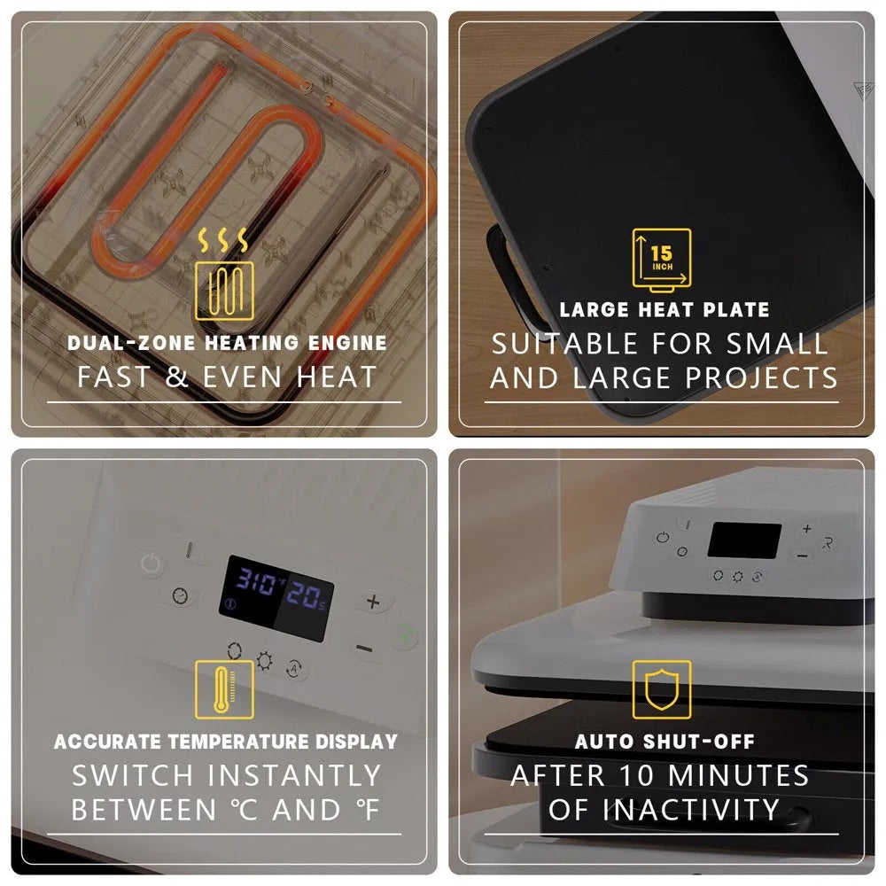 1500W 15 x 15-Inch Automatic Heat Press Machine for Vinyl and Sublimation