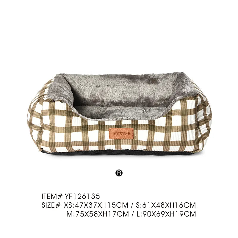 Printed Pet Bed Dog Bed Corduroy Pet Bed